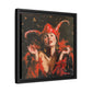 Woman in Red Devil Jester Costume Matte Canvas with floating frame