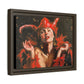 Woman in Red Devil Jester Costume Matte Canvas with floating frame