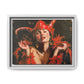 Woman in Red Devil Jester Costume Matte Canvas with floating frame