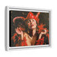 Woman in Red Devil Jester Costume Matte Canvas with floating frame