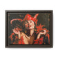 Woman in Red Devil Jester Costume Matte Canvas with floating frame